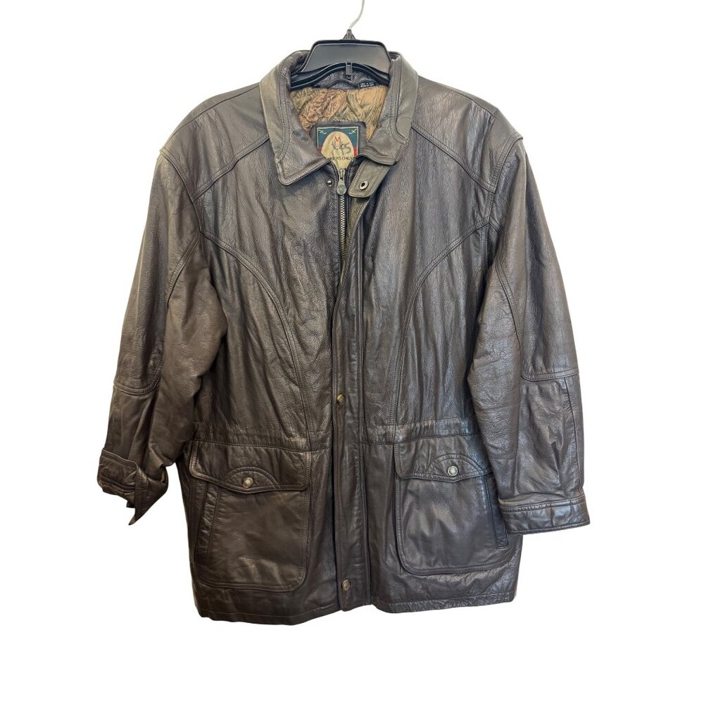 Vintage Members Only Mens Brown Genuine Leather Jacket Size XL